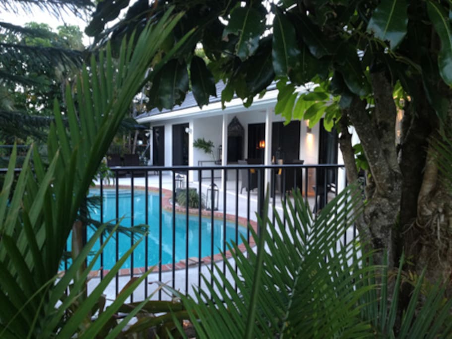 Private and intimate Backyard with an undercover patio invites you to our large heated pool.