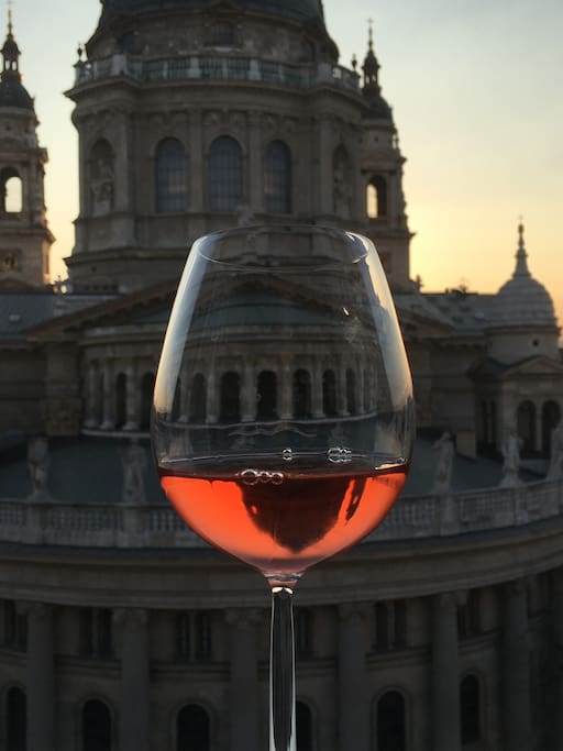 sipping one glass of Hungarian wine, enjoying the breathtaking view