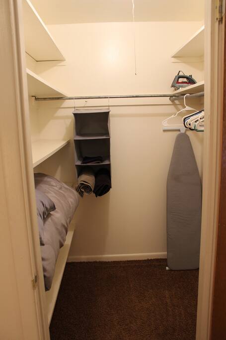 Clean towels and handtowels. Accessible ironing board and iron.
