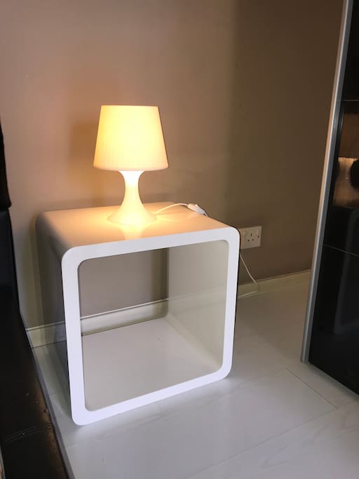 Bed side table with lamp