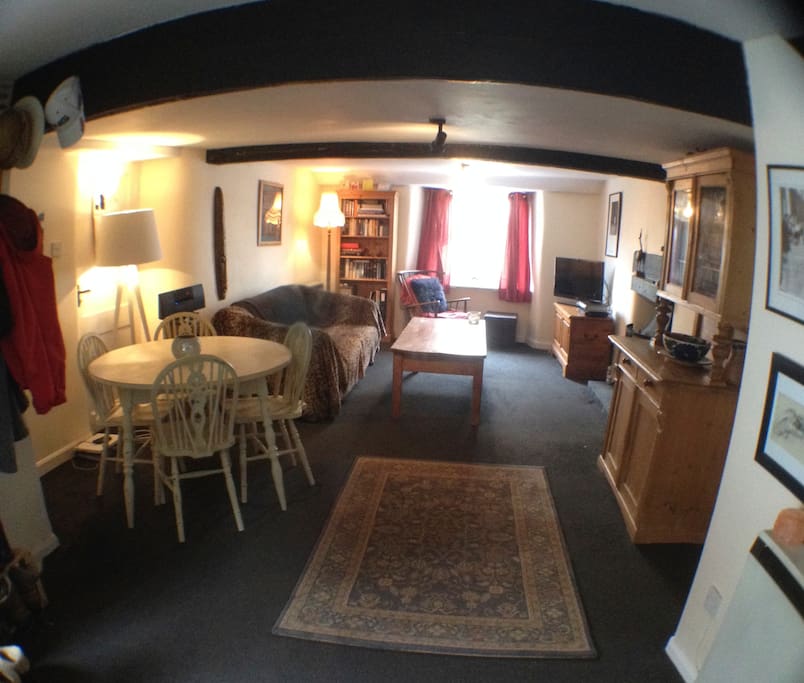 Looking towards the window and the TV with Sky!