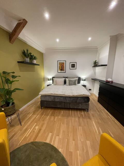 Apartment overlooking the rooftops of Halle