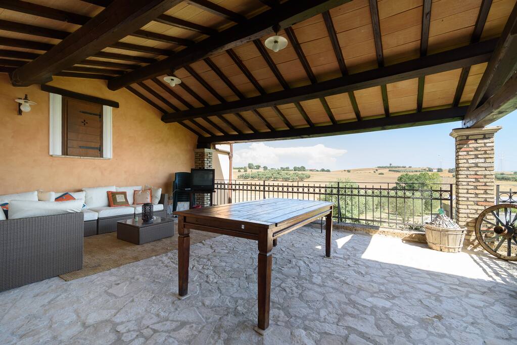 The large patio area