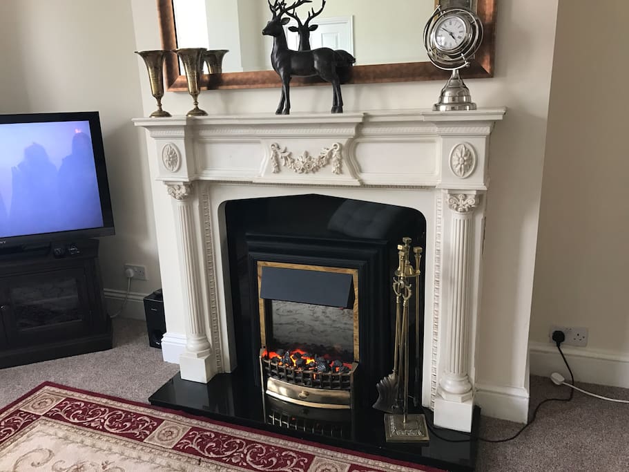 Electric fire in the summer and a open fire in the winter.