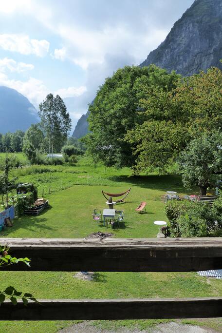 vue sur le jardin l'été