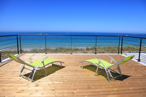 Plouescat beach villa, sea view, jacuzzi