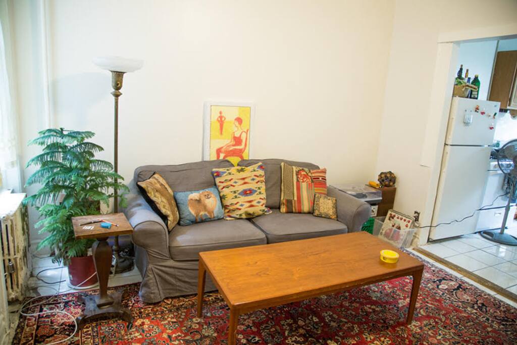 Living room with pull out double sofa bed