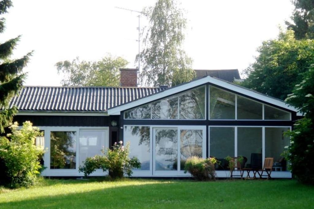 Front view facing garden and sea