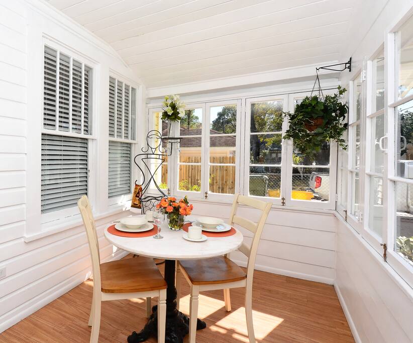 Dining table on sun porck