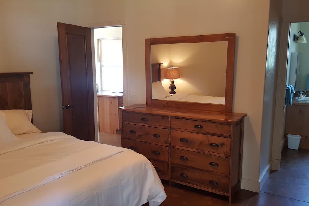 Large, new, wooden dresser for long or short stays.