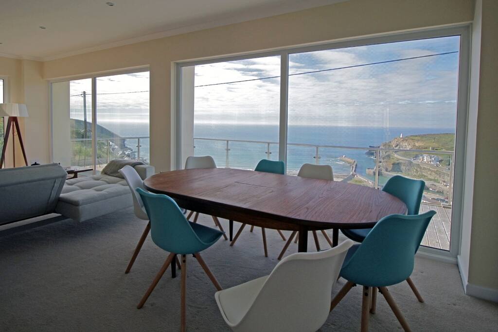 Living room with dining table (as well as a dining kitchen)