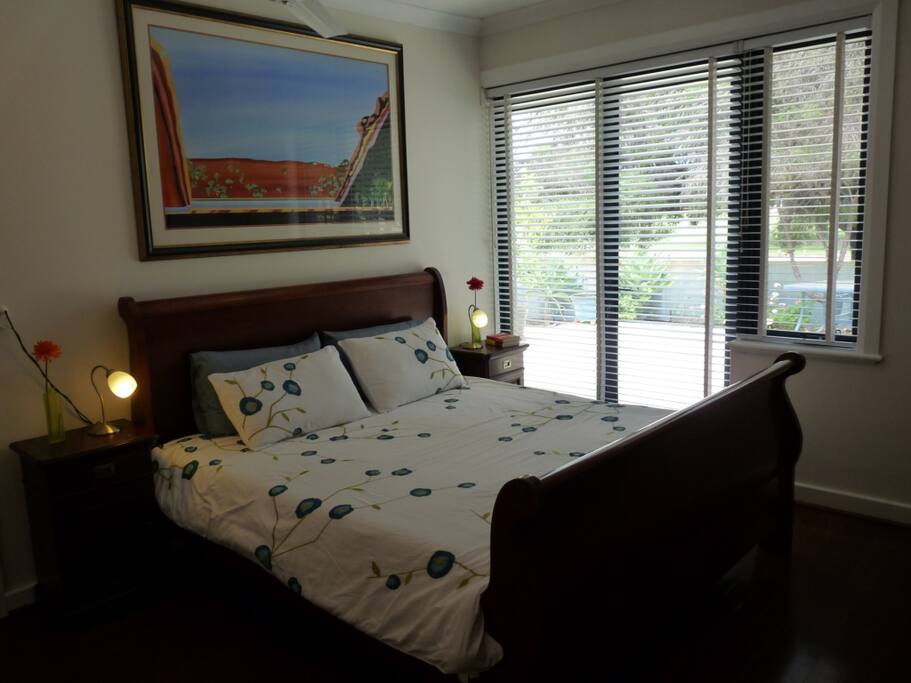 Main bedroom, King size bed, overlooking the park