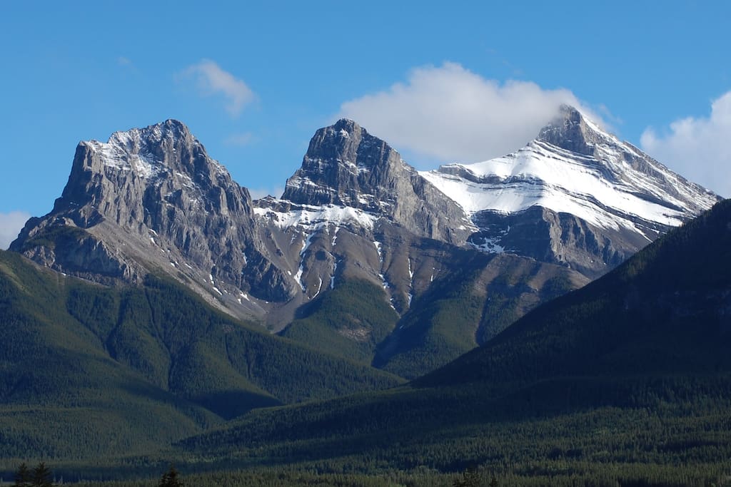 View of 3 Sisters Mountains from Balcony