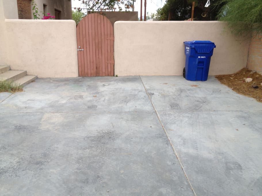 Private Parking and Entrance to Patio