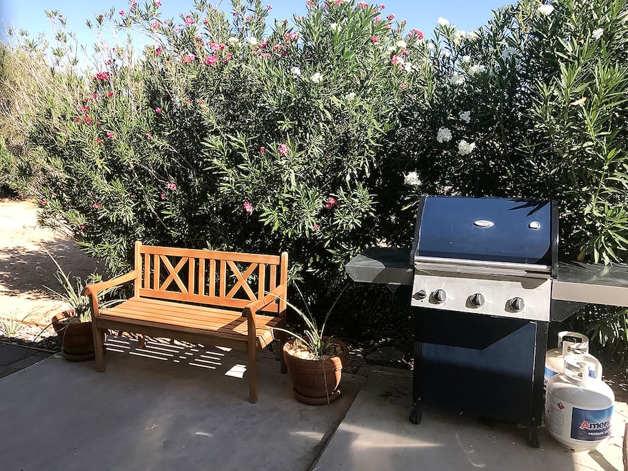 Gas BBQ and entry sitting area