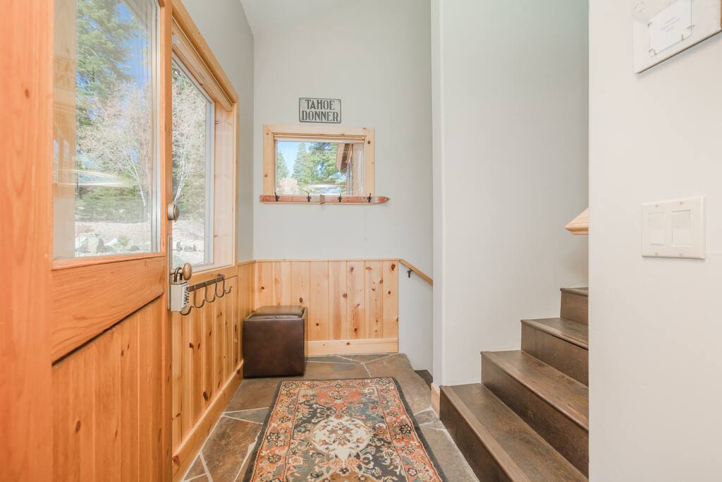 Enter through the stone foyer