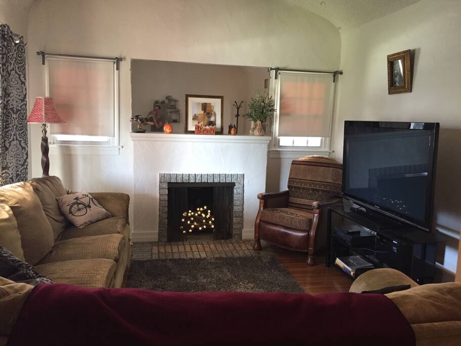 Living room. Large HD TV with Roku