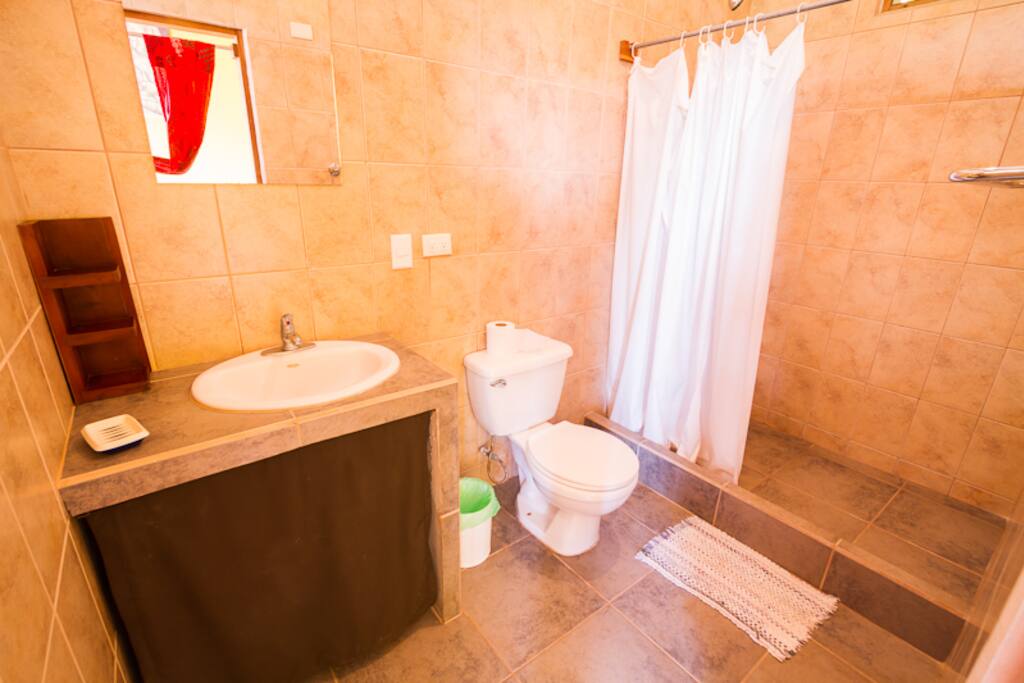 Bathroom with hot water shower
