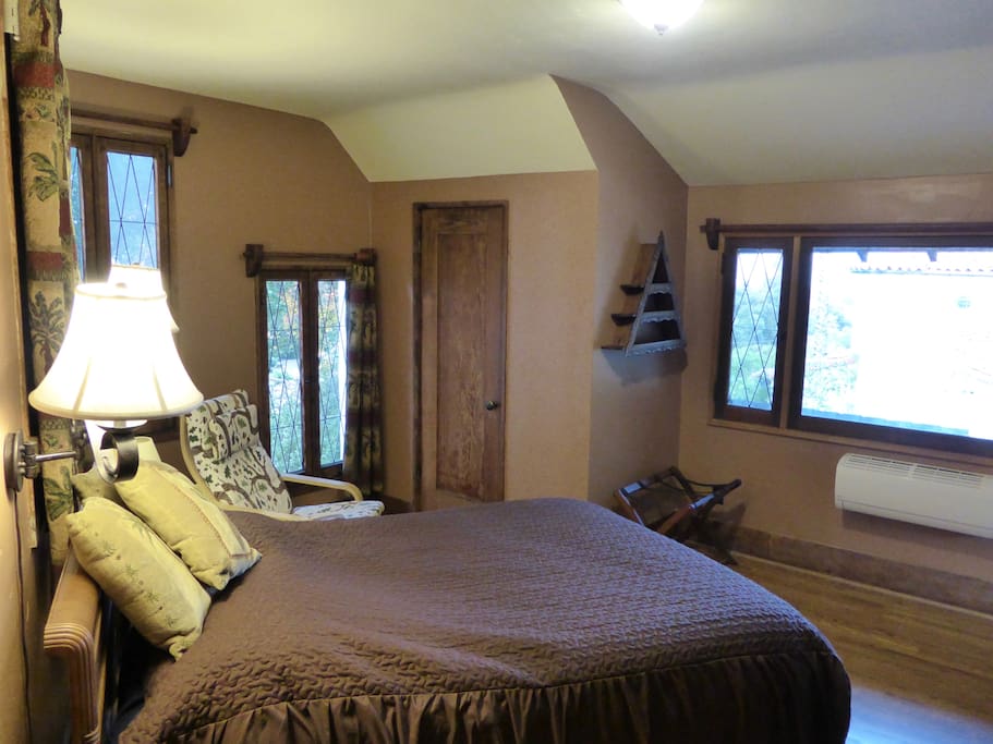 Plenty of windows and light in your bedroom, but the curtains are very thick and make the room dark during daylight hours if that is your desire.