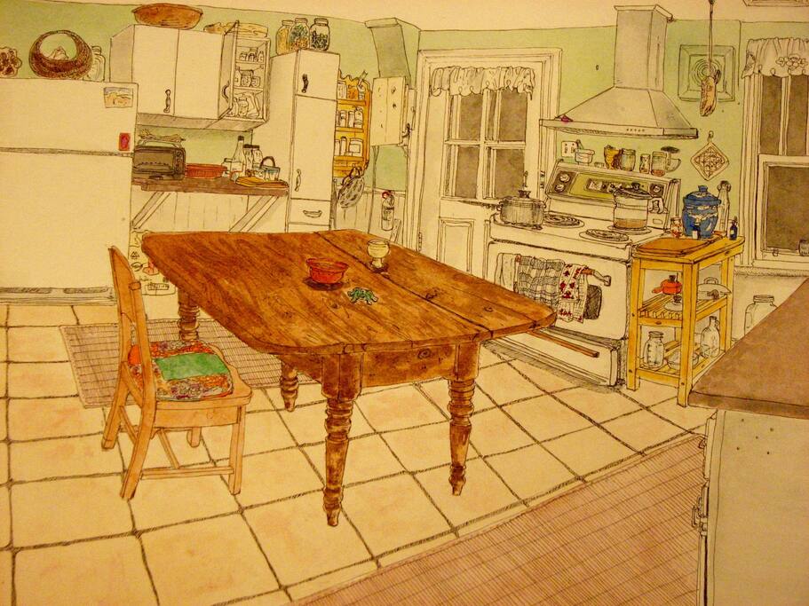 Ma cuisine... dessinée par une hôte air bnb