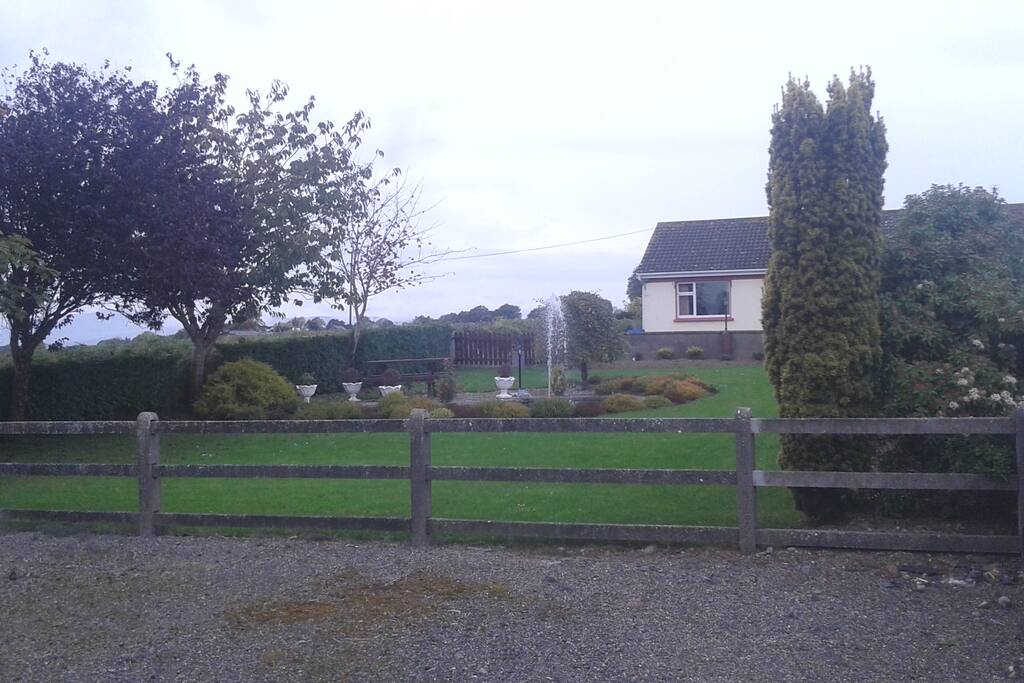 This is the front garden with fountain