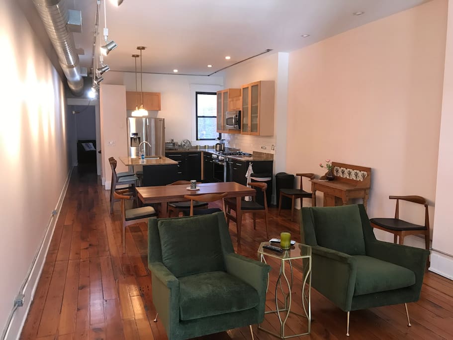 Second floor living space with sitting area and kitchen