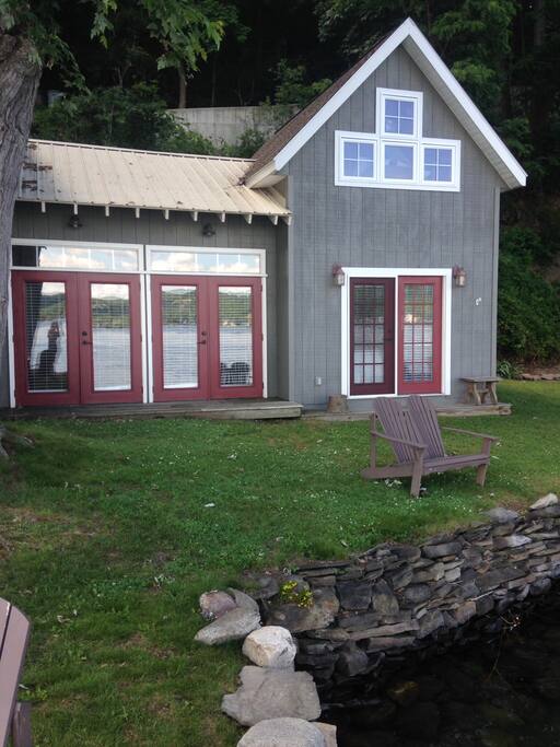 An exterior view of the Middle Room and the two-story addition