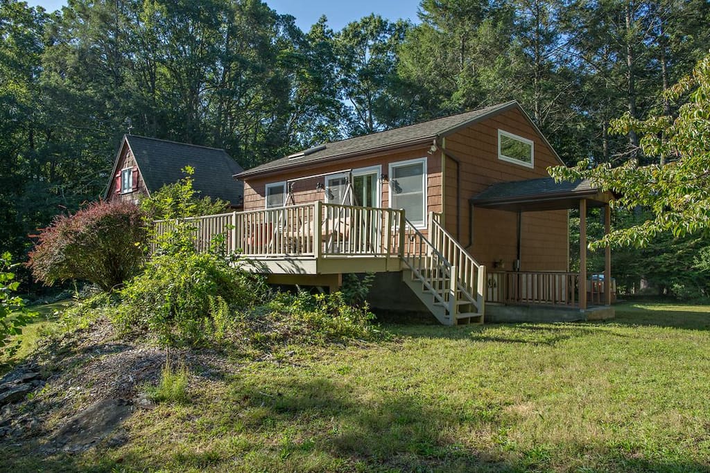 There is a front and back deck