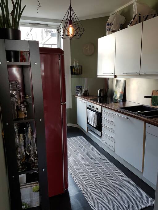 This is the kitchen seen from the entrance.