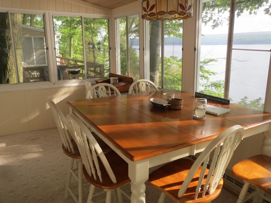 Enclosed porch/dining table