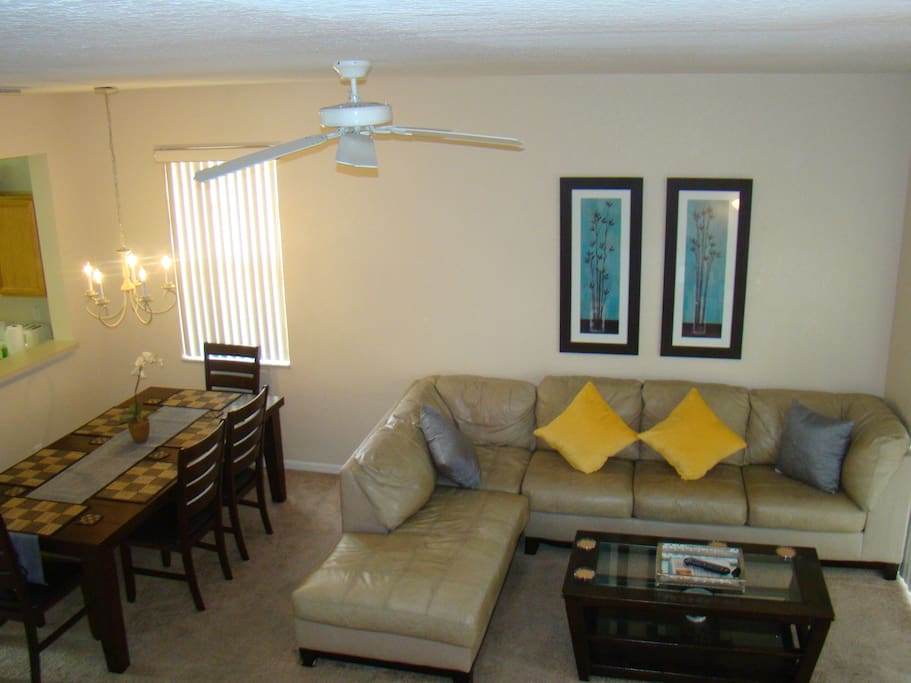 Living room and dining room