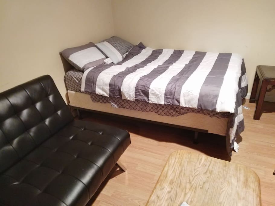 The bed and futon!