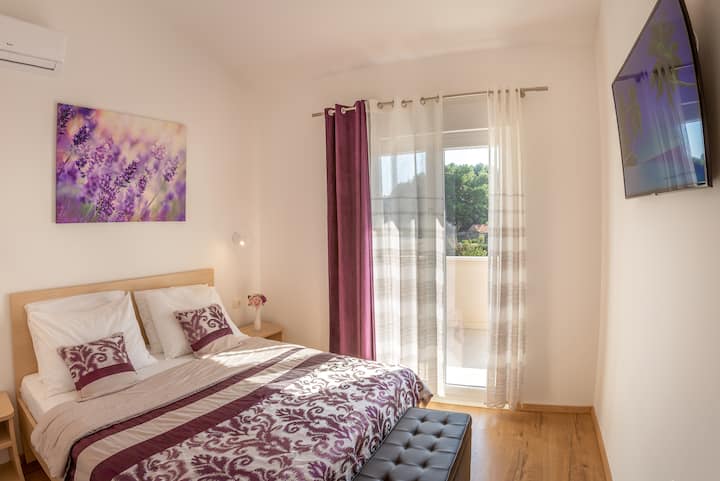 Third double bedroom is on the first floor, is oriented south and has an access to a balcony of 23 sqm