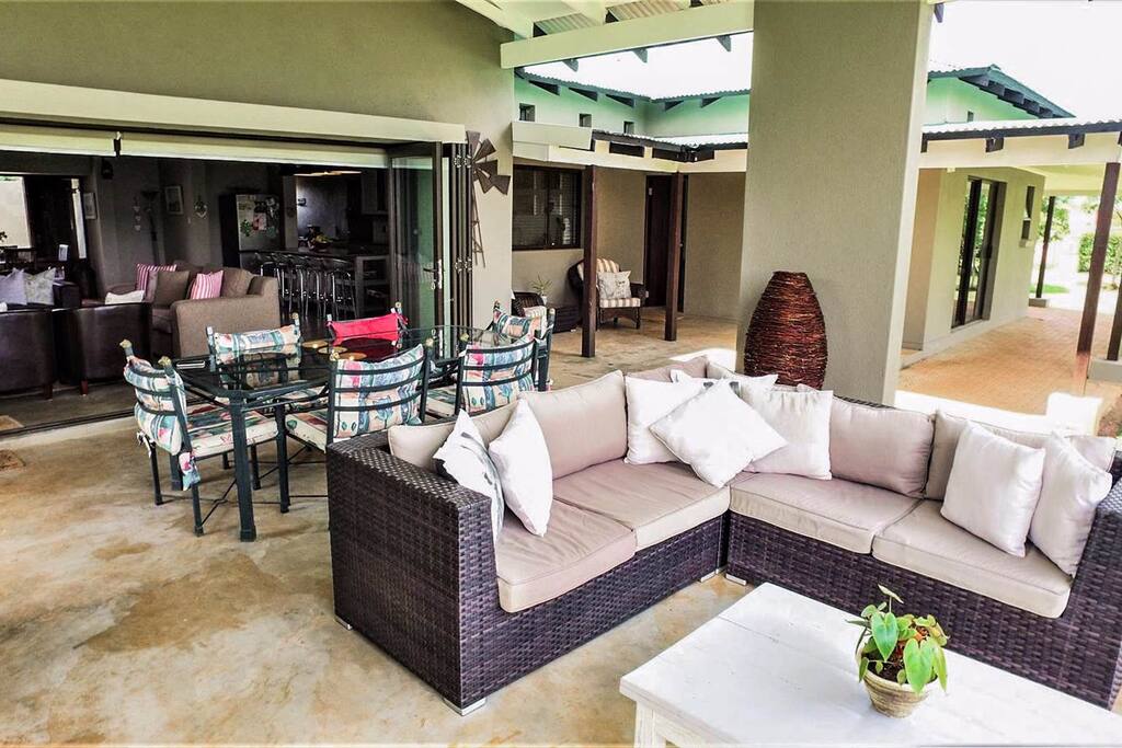 Open patio overlooks entire property with 2 small dams