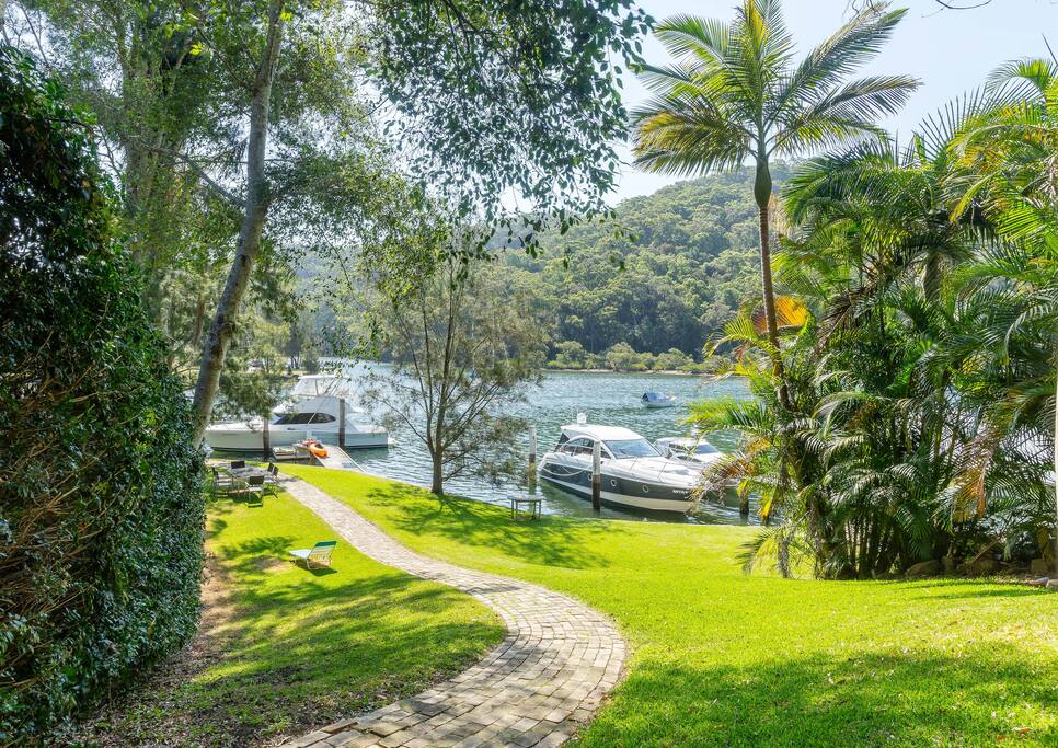 Waterfront and lawn