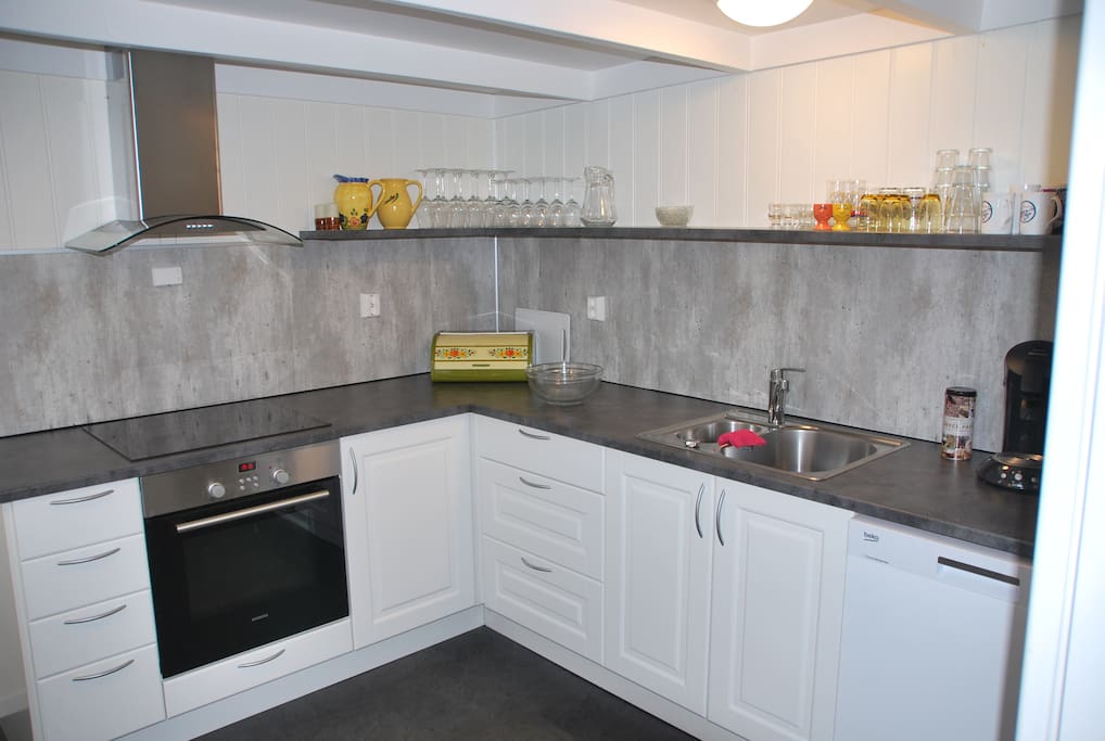 Brand new, spacious kitchen with cooker, fridge, freezer and dish washer.