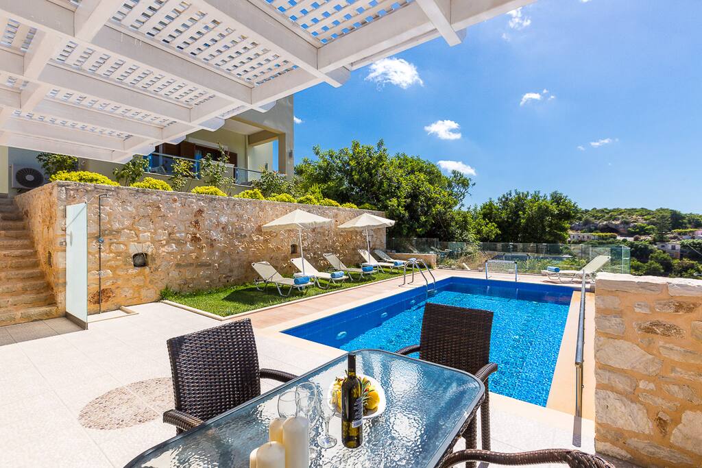 Shaded dining area next to the pool terrace!