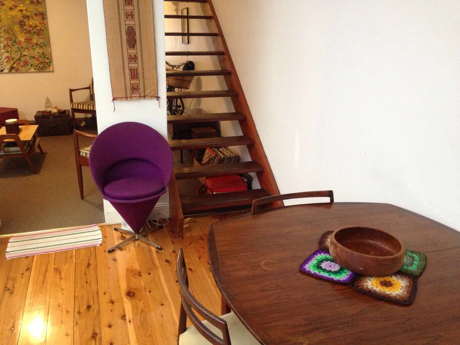 Stairs going up to master bedroom
