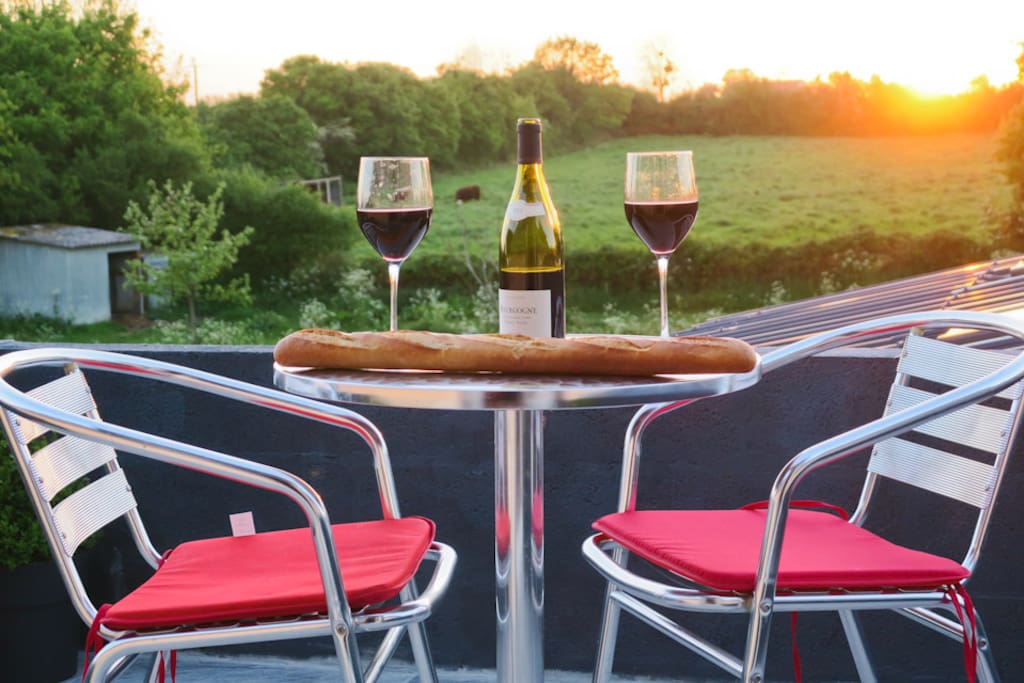 sunset, wine & Normandy cows - bit of a tranquil setting!