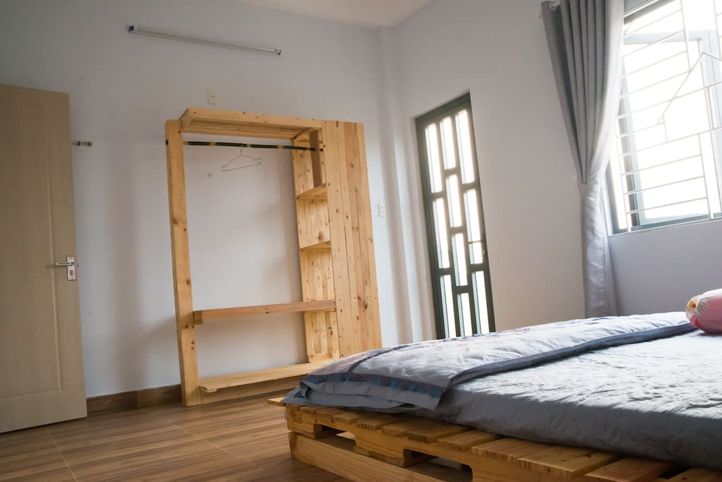 bedroom #1 with pallet furniture