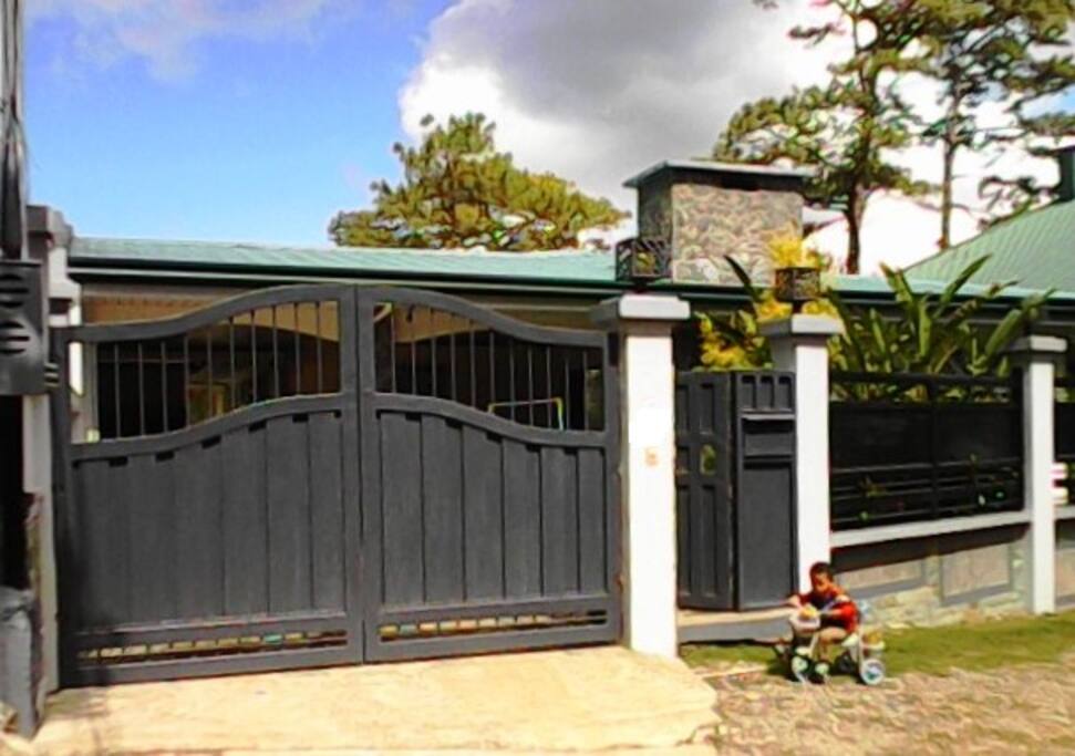 Gated frontage.