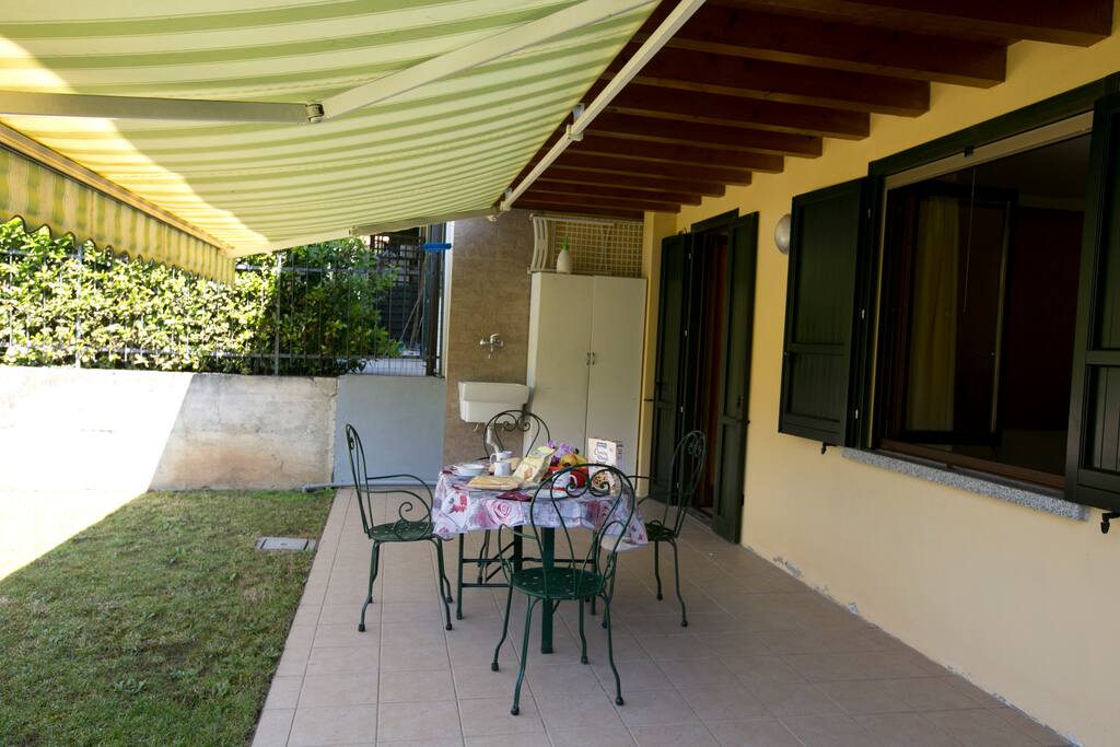 View of the back yard terrace