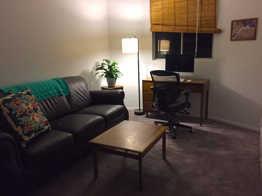 Couch and work space with computer