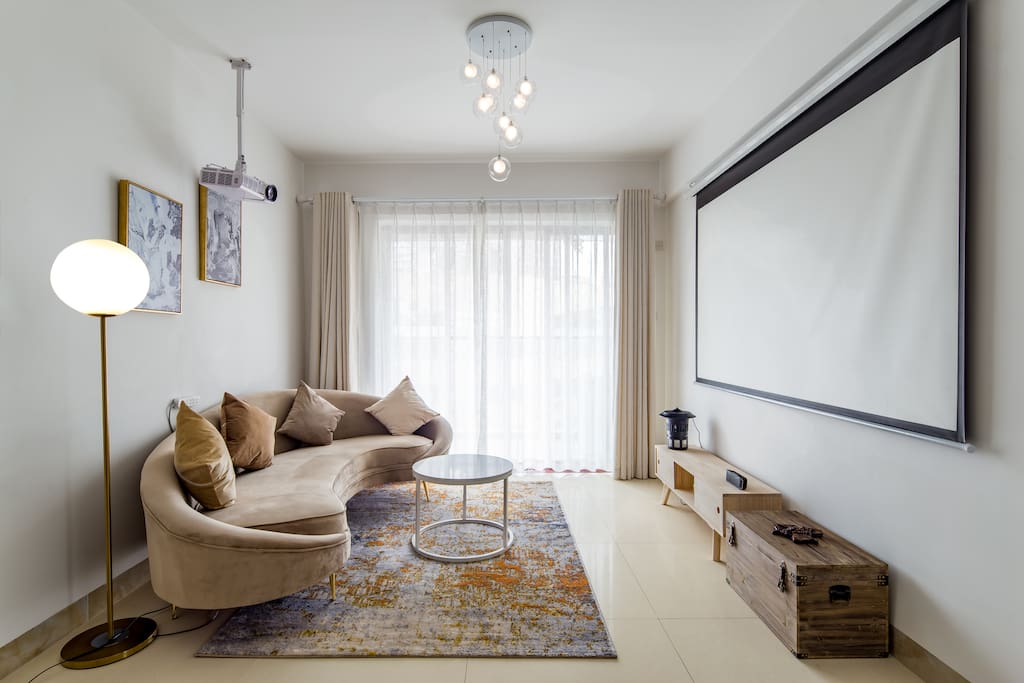 投影仪北欧客厅 Comfortable Living room with Projector