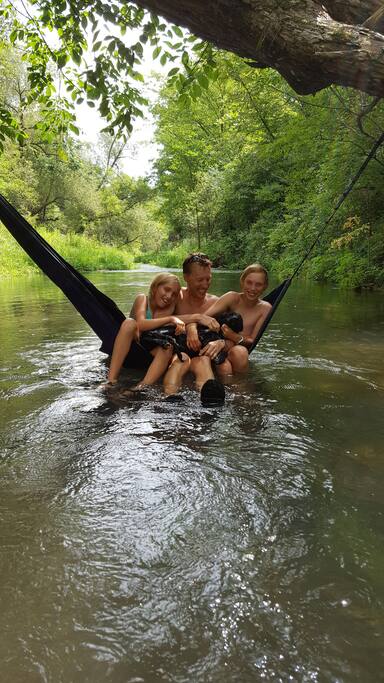 Guests enjoying the trout stream on a hot day! Thanks for the pic!
