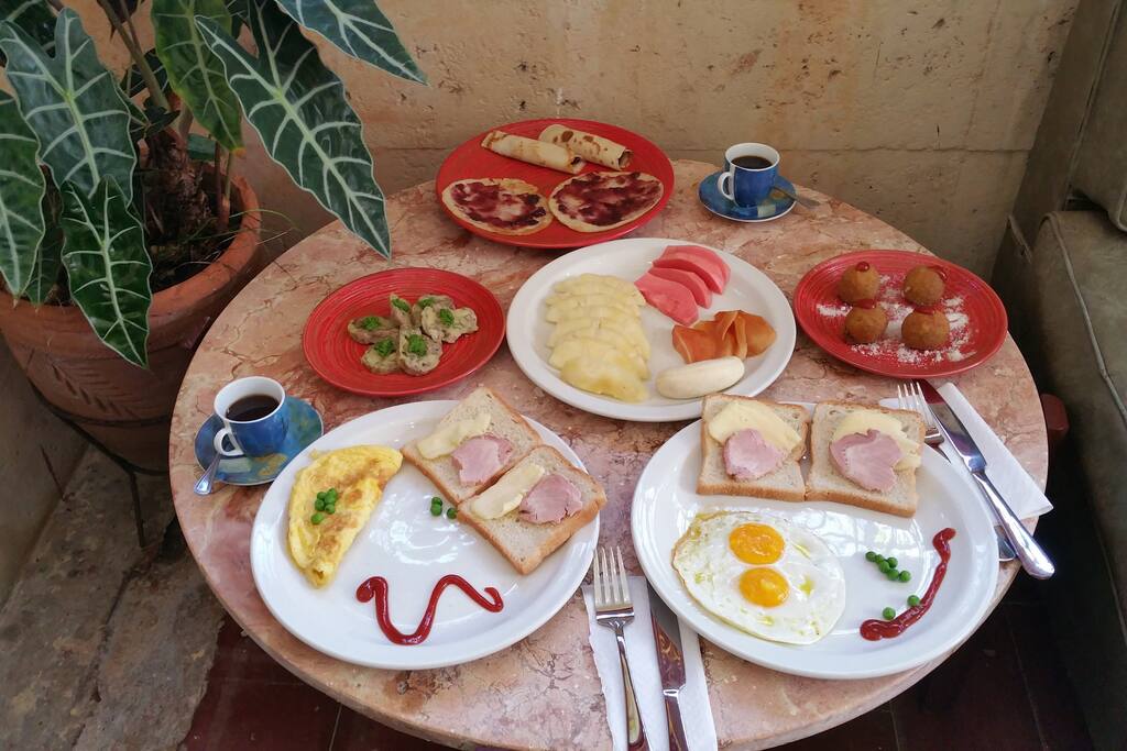 Homemade breakfast with natural cuban products