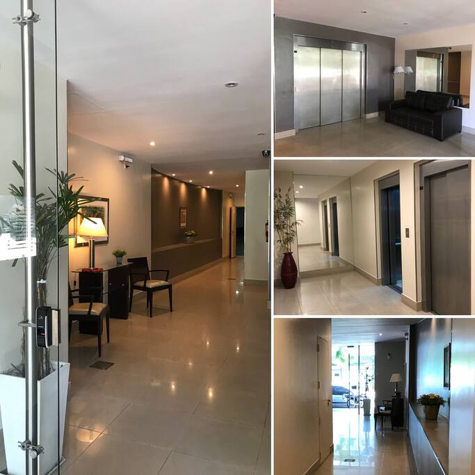 Modern building with 24Hs security. Full name and passport number will be required.