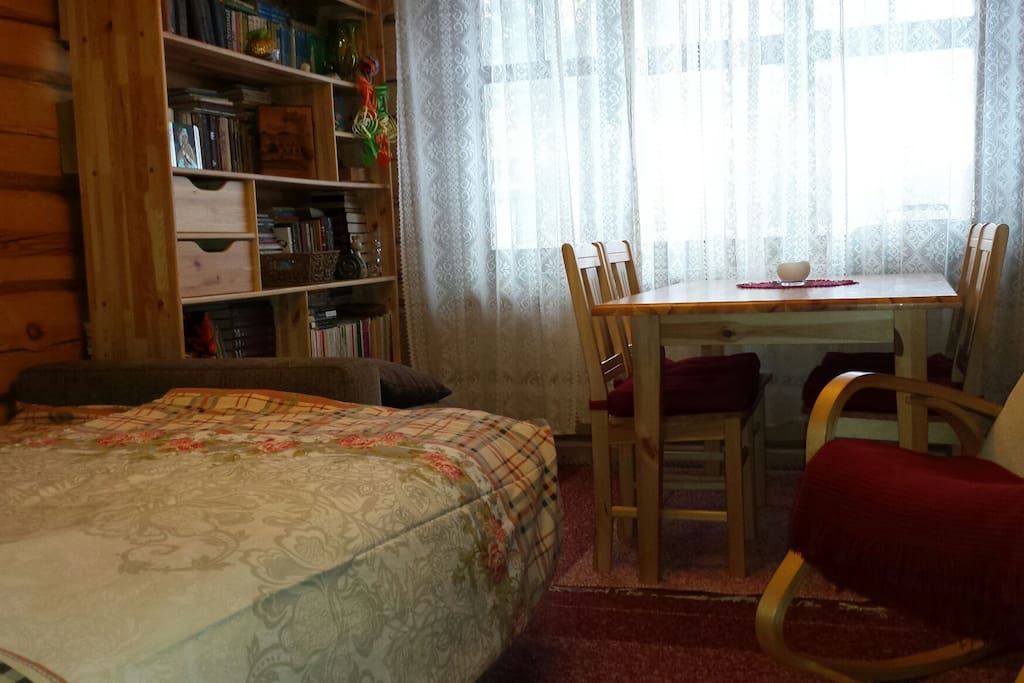 First bedroom with finnish oven and one double sofa-bed