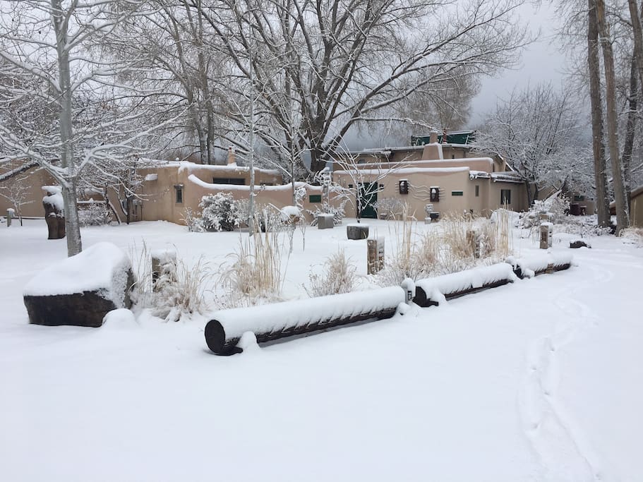 A snow-covered Lumina Gardens