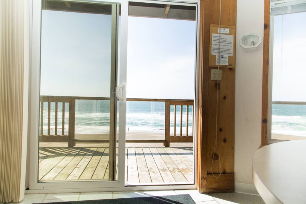 Enjoy the crashing waves from the inside or out on the panoramic deck.